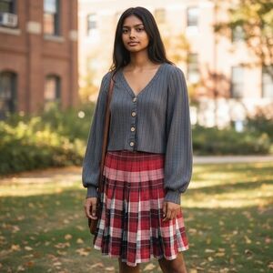 1950's Vintage Wool Plaid Reversible Skirt Womens Size XS